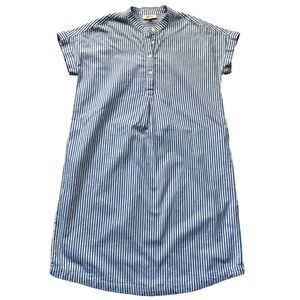 Style & Co Womens Dress size XS Gray White Striped 100% Cotton Relaxed A-Line